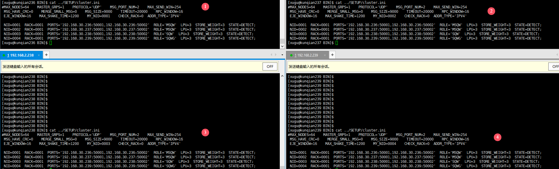分布式集群部署cluster.ini配置