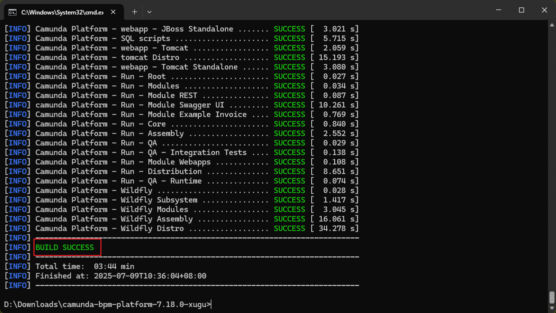 camunda-bpm-platform本地maven仓库部署成功