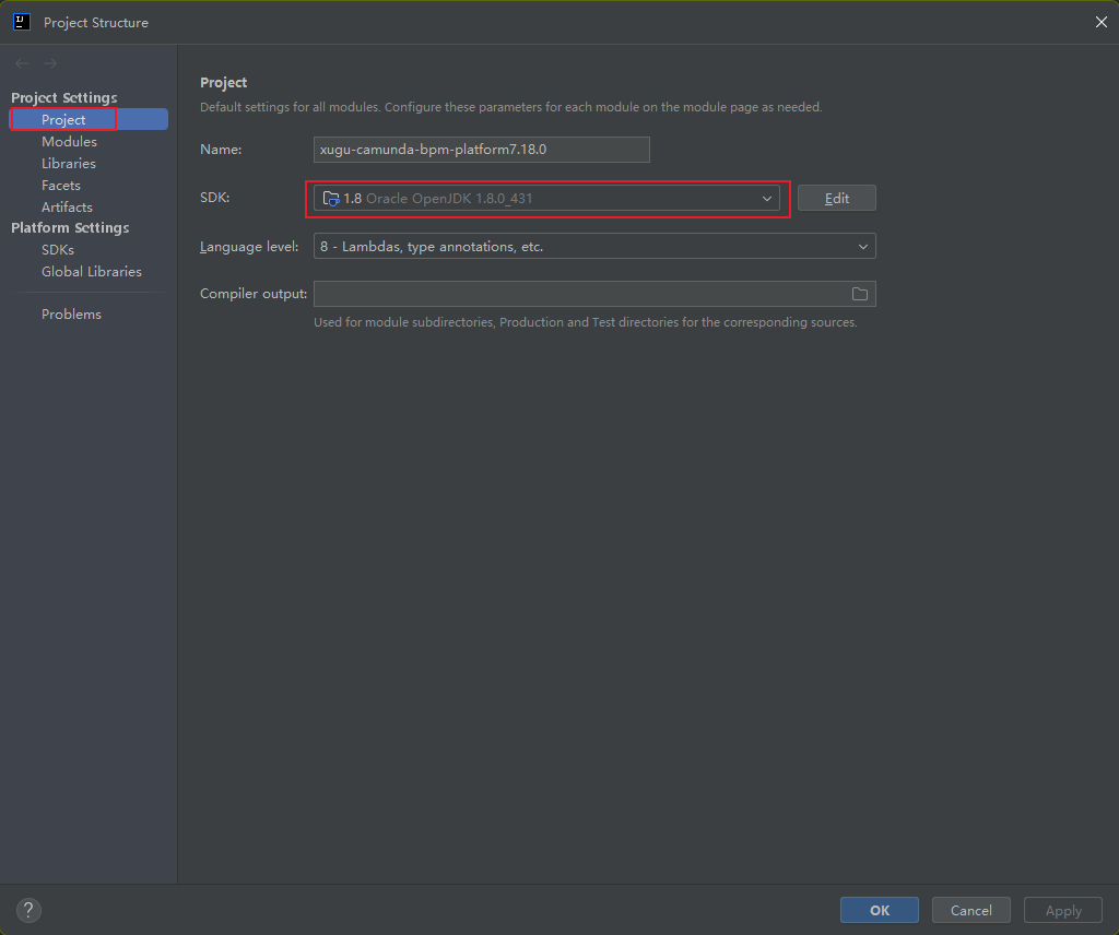 xugu-camunda-bpm-platform项目JDK设置