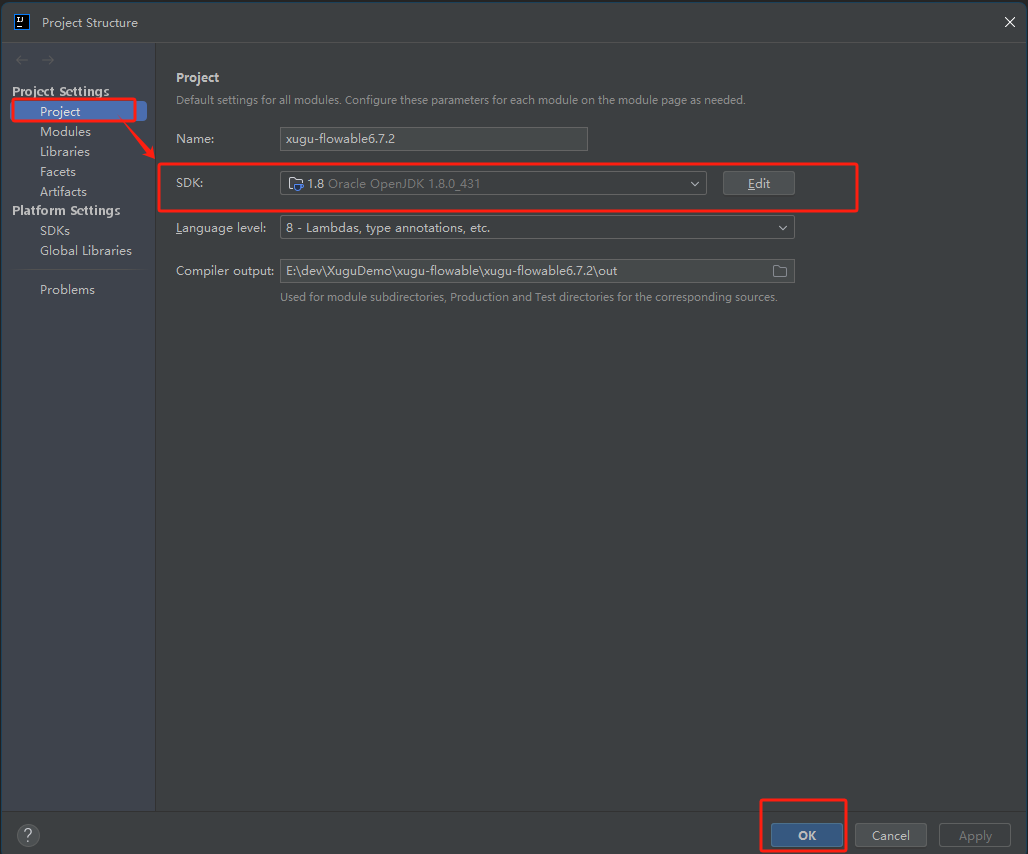 xugu-flowable项目JDK设置