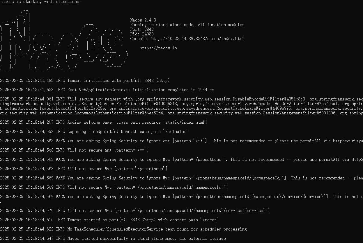 nacos-单机启动成功