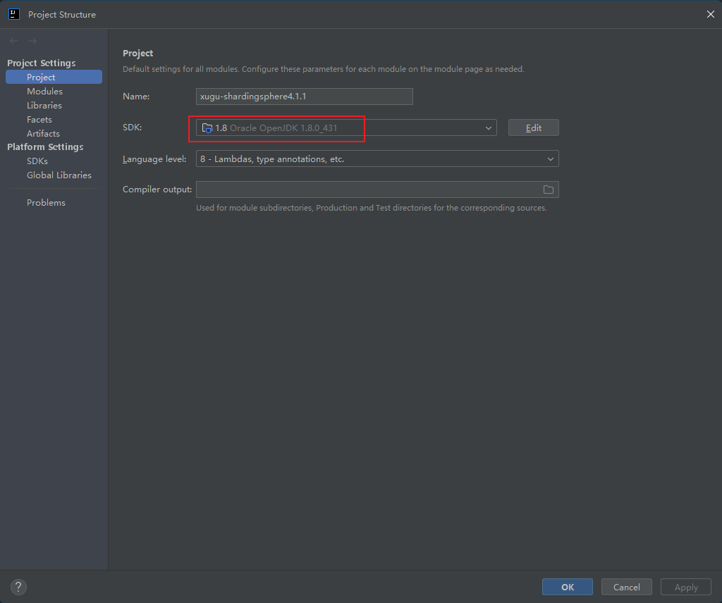 xugu-shardingsphere4.1.1项目JDK设置
