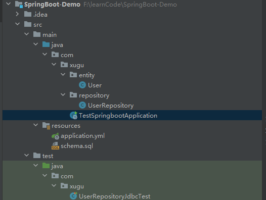 xugu-springboot-demo-项目结构